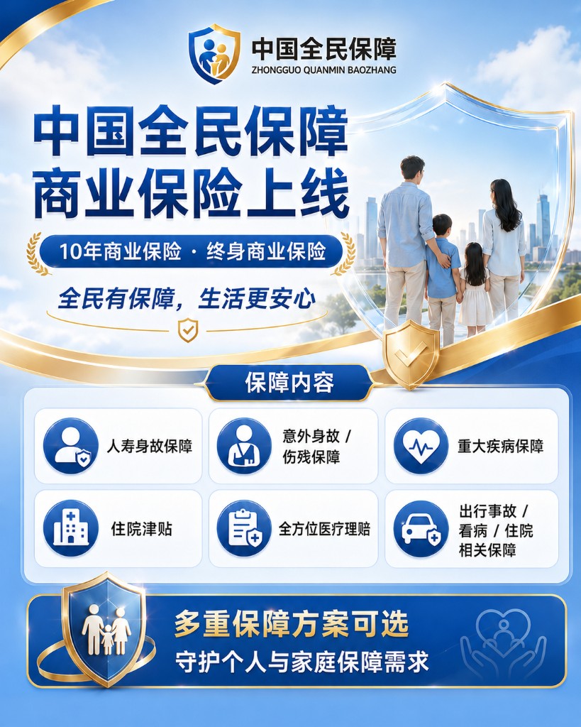 中国全民保障商业保险上线 — 10年商业保险 · 终身商业保险，多重保障方案可选